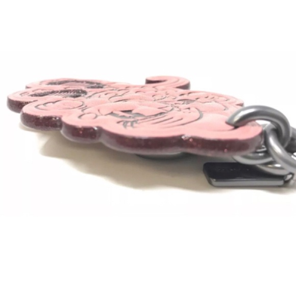 NEW Coach x Disney Minnie Mouse Glitter Keychain Fob Bag Charm F27709 PINK NWT - Picture 7 of 7